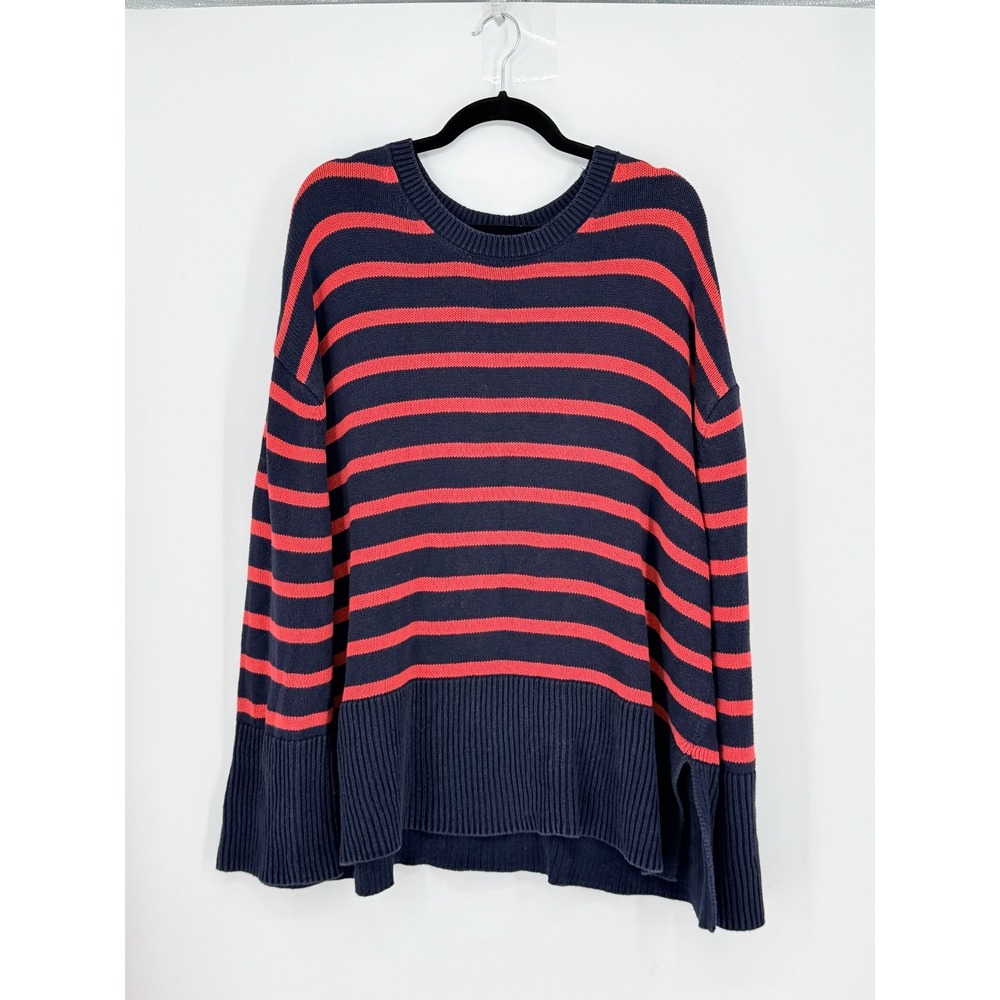 Gap Womens Striped Nautical Academia Preppy Cotton Knit Sweater Blu Size Xl Tall